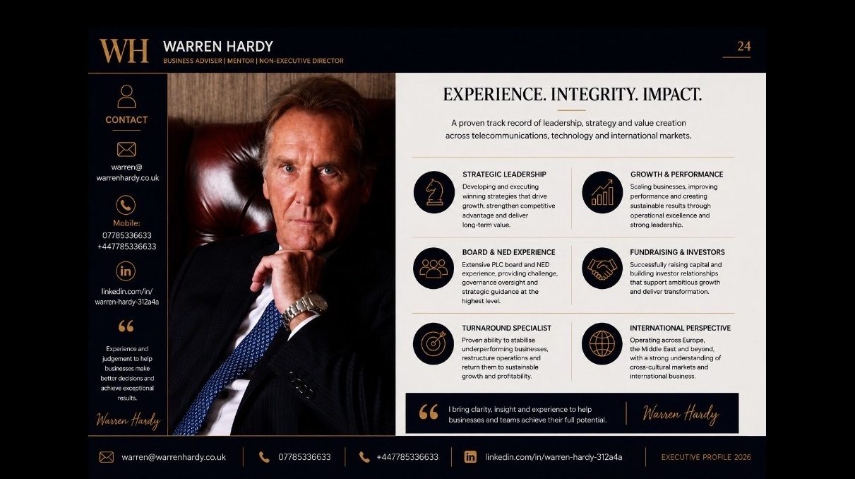 Warren Hardy’s leadership, board, fundraising, turnaround and international business experience.