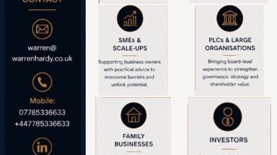 Warren Hardy values and trusted organisations, in a mobile-friendly stacked layout.